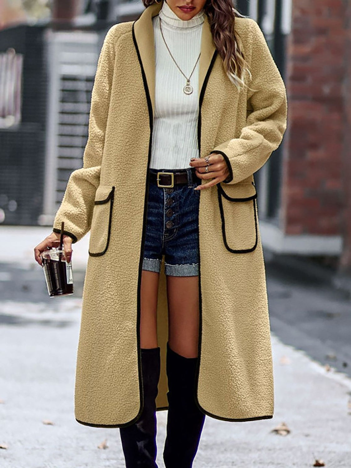 Long Sleeve Coat with Pockets