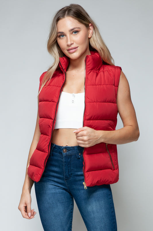 Zip Up Turtleneck Vest with Pockets