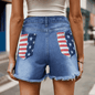 USA Flag Distressed Denim Shorts