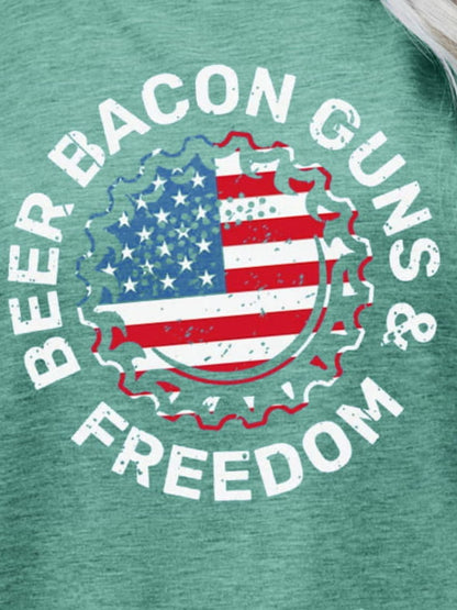 BEER BACON GUNS & FREEDOM US Flag Tee