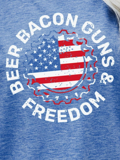 BEER BACON GUNS & FREEDOM US Flag Tee