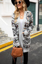 Angel Wings Pocketed Geometric Open Front Dropped Shoulder Cardigan