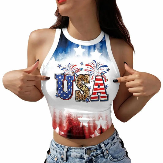 Sleeveless Tank Top USA Flag