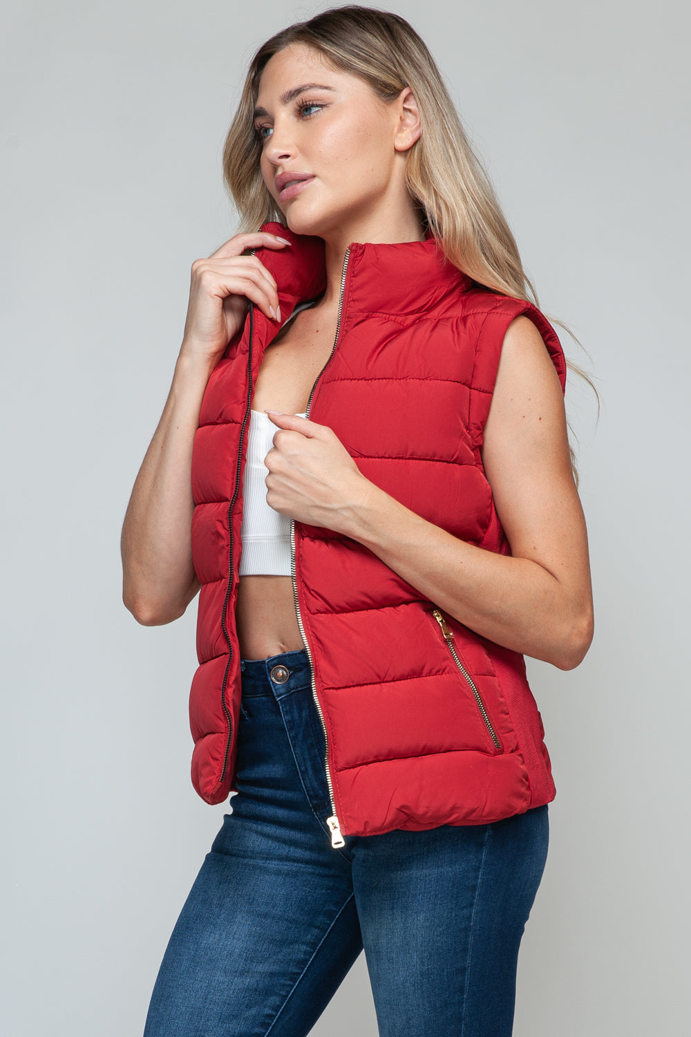 Zip Up Turtleneck Vest with Pockets