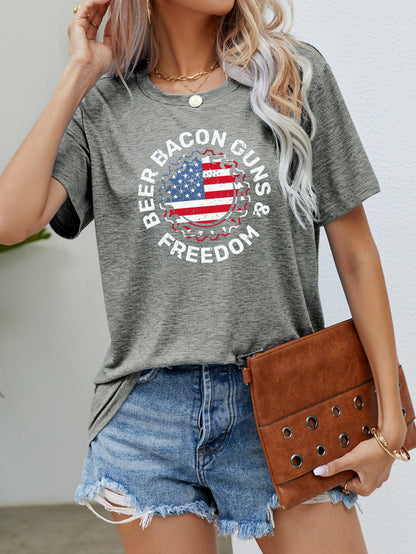 BEER BACON GUNS & FREEDOM US Flag Tee