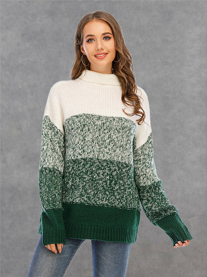 Angel Wings Color Block Turtleneck Sweater