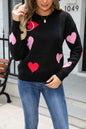 Angel Wings Heart Round Neck Dropped Shoulder Sweater